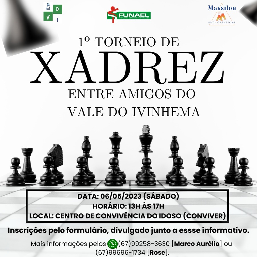 SÁBADO 29-06-2019 É DIA DE TORNEIO DE XADREZ NO CLUBE DE XADREZ DE