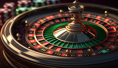 Left or right casino games backdrop banner 3d illustration with casino elements craps roulette poker cards generative ai